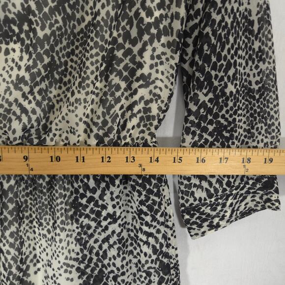 Vince Camuto Dress Womens 4 Gray Geometric Ruched Waist Tie Front Button Lined - Picture 10 of 13